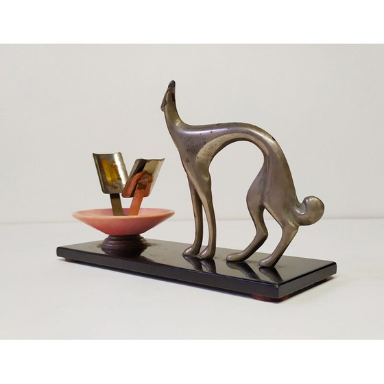 Image 1 of Vintage metal greyhound figurine by Karl Hagenauer, 1930