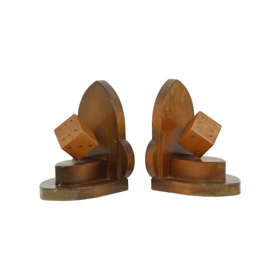 Image 1 of Wooden Dice Bookends