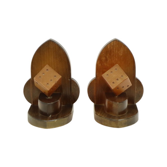 Image 1 of Wooden Dice Bookends