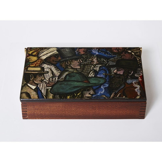 Image 1 of Vintage box in mahogany and painted wood by Piero Fornasetti, Italy 1950