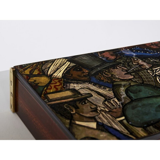 Image 1 of Vintage box in mahogany and painted wood by Piero Fornasetti, Italy 1950