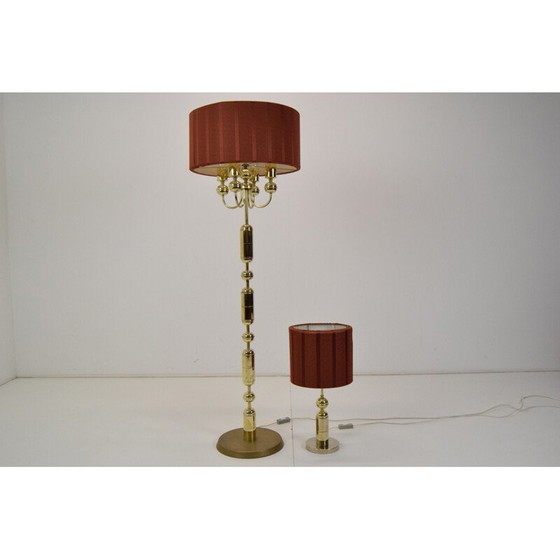 Image 1 of Vintage table lamp in fabric and brass by Kamenicky Senov, Czechoslovakia 1960