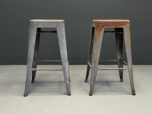 2x Industrial metal stool