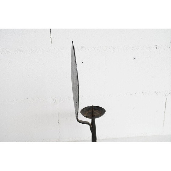 Image 1 of Candeliere e specchio in ferro battuto d'epoca, laboratorio Marolles, 1950