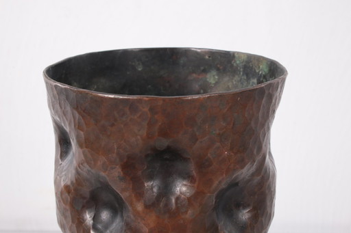 Brutalist sturdy copper Danish vase 1960s.