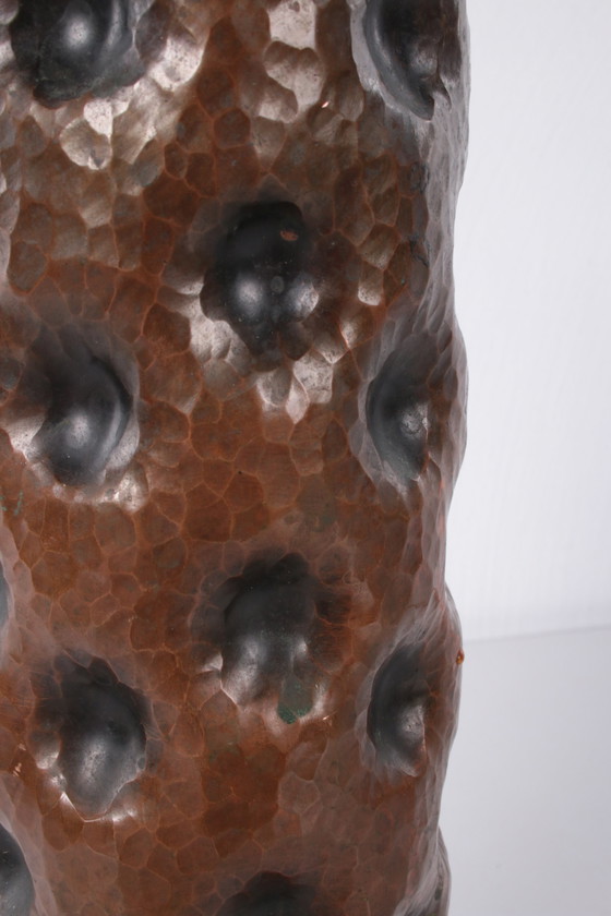 Image 1 of Brutalist sturdy copper Danish vase 1960s.