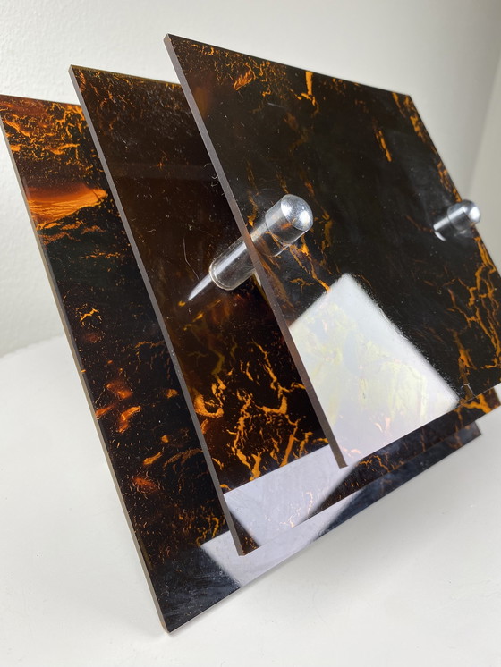 Image 1 of Three-Layered Acrylic Wall Lamp By Herda In 1970S, Mid-Century Atomic Age Design With Warm Amber Tone Pattern