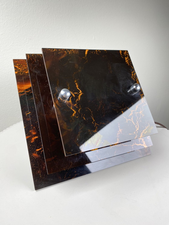 Image 1 of Three-Layered Acrylic Wall Lamp By Herda In 1970S, Mid-Century Atomic Age Design With Warm Amber Tone Pattern