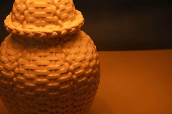 Image 1 of Vintage table lamp braided ceramic regency table lamp