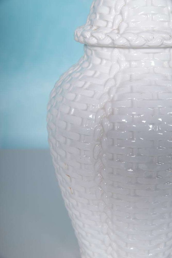 Image 1 of Vintage table lamp braided ceramic regency table lamp