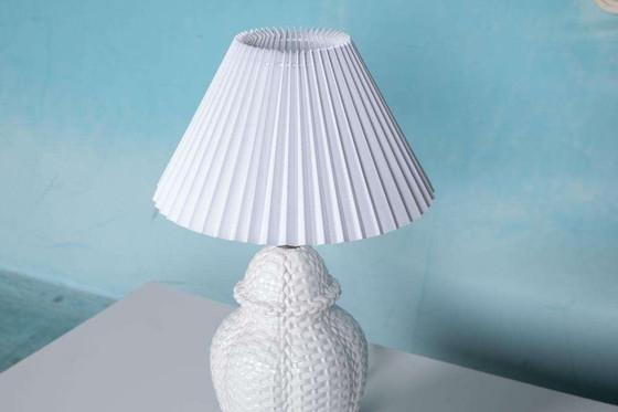 Image 1 of Vintage table lamp braided ceramic regency table lamp