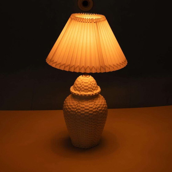 Image 1 of Vintage table lamp braided ceramic regency table lamp