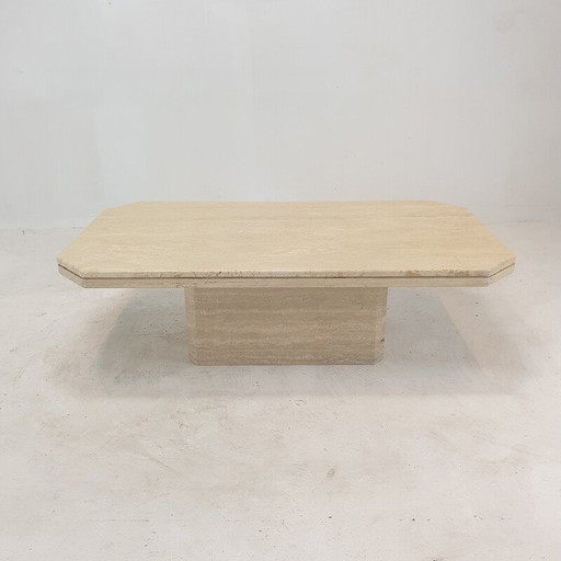 Vintage travertine coffee table, Italy 1980s