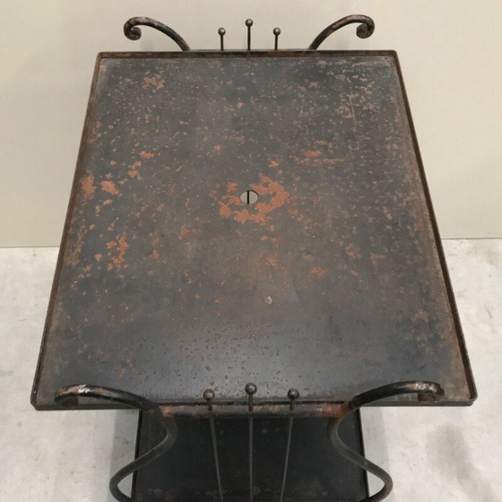 Image 1 of Vintage iron bar cart table with a harp