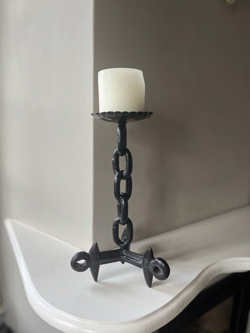 Brutalist cast silk candlestick