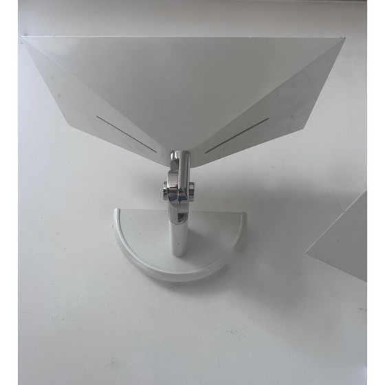 Image 1 of Pair of vintage adjustable wall lamp in white lacquered metal and chrome for Martini Fratelli, Italy 1980