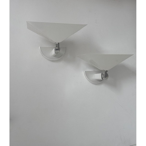 Image 1 of Pair of vintage adjustable wall lamp in white lacquered metal and chrome for Martini Fratelli, Italy 1980