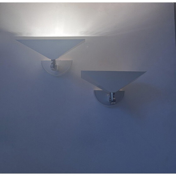 Image 1 of Pair of vintage adjustable wall lamp in white lacquered metal and chrome for Martini Fratelli, Italy 1980