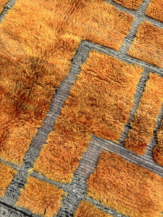 Image 1 of "Tiziri" - Mid-Century Modern Orange Moroccan Wool Rug - 200x300 cm