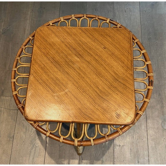 Image 1 of Vintage rattan trampoline coffee table, France 1950