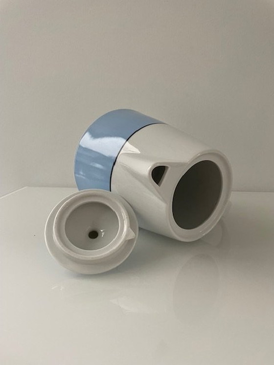 Image 1 of Modern Design Teapot Baby Blue, White With Black Edge