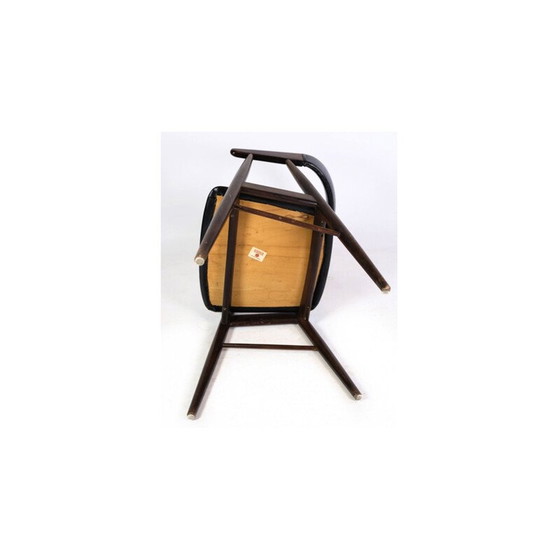 Image 1 of Set of 4 vintage chairs in black leather and rosewood by Aksel Bender and Ejnar Larsen, 1960s