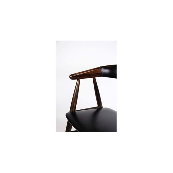 Image 1 of Set of 4 vintage chairs in black leather and rosewood by Aksel Bender and Ejnar Larsen, 1960s