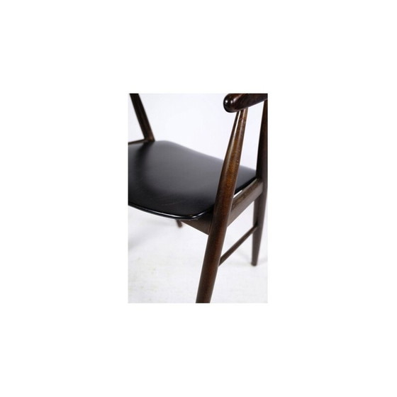 Image 1 of Set of 4 vintage chairs in black leather and rosewood by Aksel Bender and Ejnar Larsen, 1960s