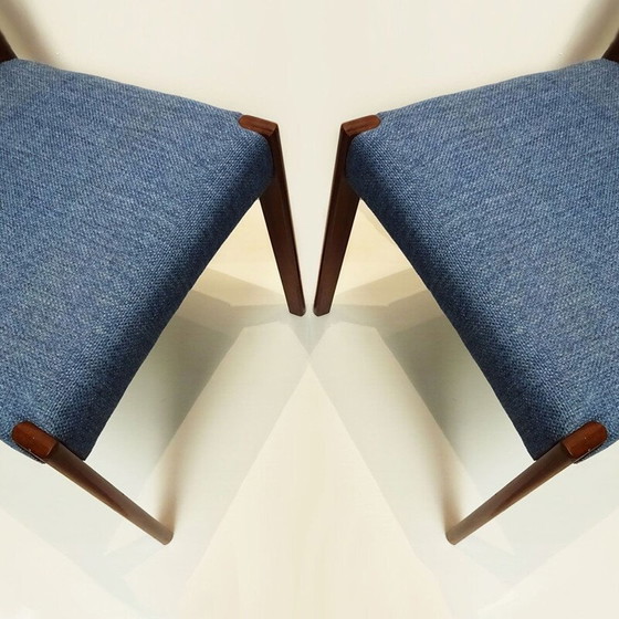 Image 1 of Set of 8 Danish mid century teak and fabric dining chairs by Arne Hovmand Olsen for Mogens Kold