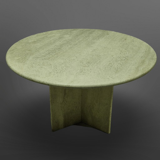 Round Travertine Dining Table, Italy 1970S