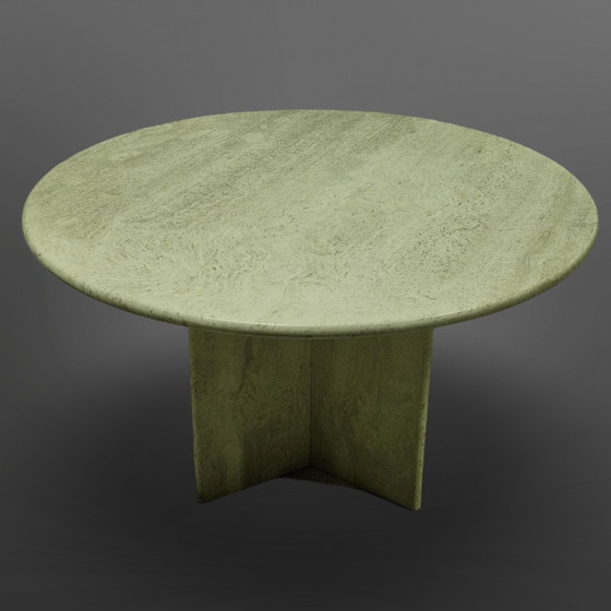 Image 1 of Round Travertine Dining Table, Italy 1970S