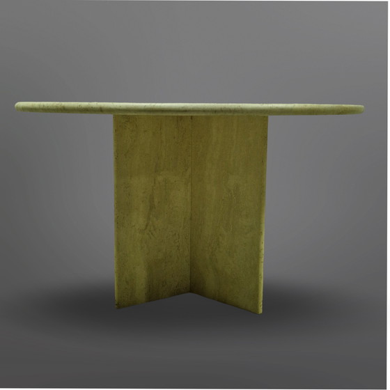 Image 1 of Round Travertine Dining Table, Italy 1970S