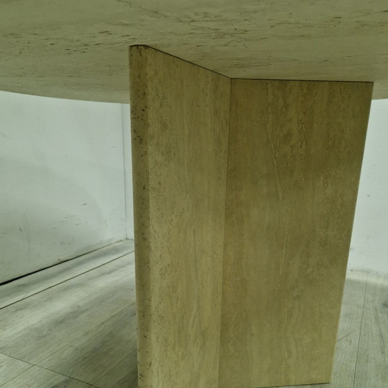 Image 1 of Round Travertine Dining Table, Italy 1970S