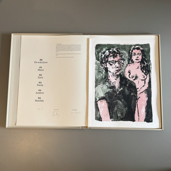 Image 1 of Folder With Six Lithographs Hermkens With Literary Texts By Grunberg