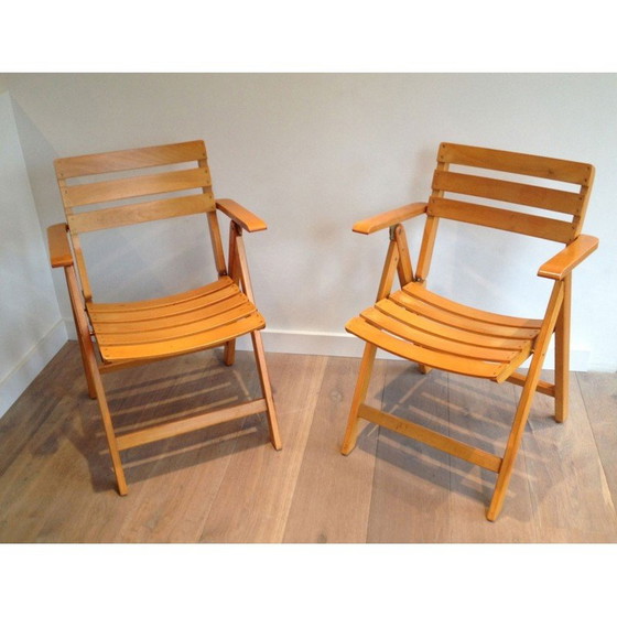 Image 1 of Pair of vintage wooden armchairs for Clairitex, 1970s