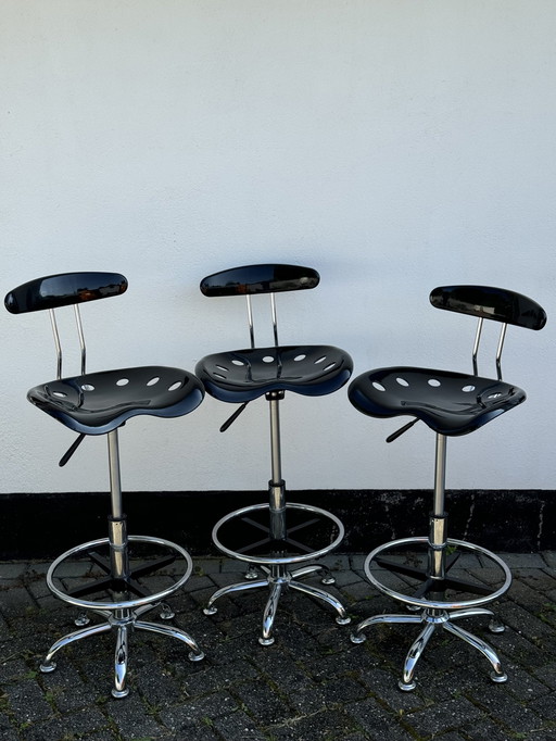 Trio Of Adjustable Tractor Seat Bar Stools