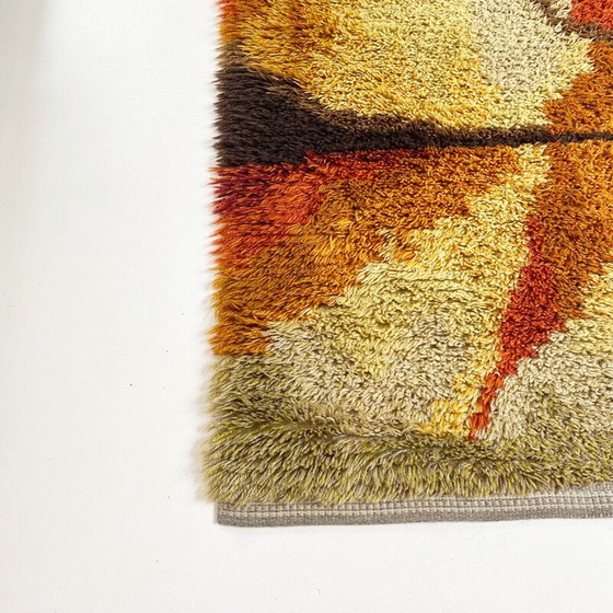 Image 1 of Vintage abstract Scandinavian high pile Rya rug, Sweden 1960s