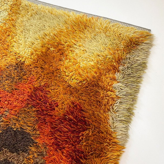 Image 1 of Vintage abstract Scandinavian high pile Rya rug, Sweden 1960s
