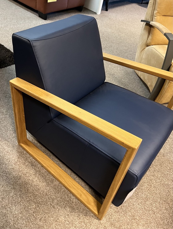 Image 1 of For Sale: Modern Armchair In Blue Leather