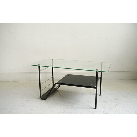 Image 1 of Vintage glass and metal coffee table, 1960