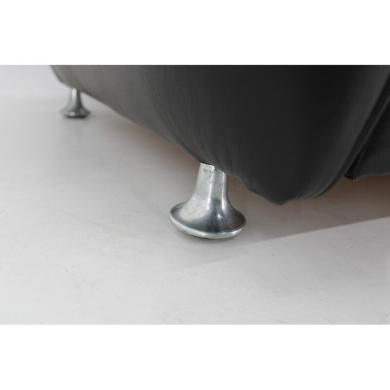 Image 1 of Vintage 3-seater sofa in black leather, Italy 1970