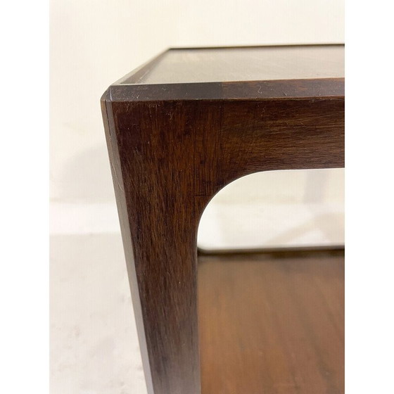Image 1 of Pair of vintage wooden side tables with casters, 1960