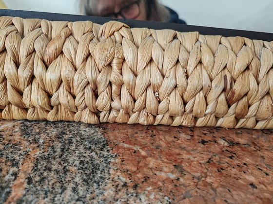 Image 1 of Grande specchio vintage in ferro battuto intrecciato in giacinto d'acqua