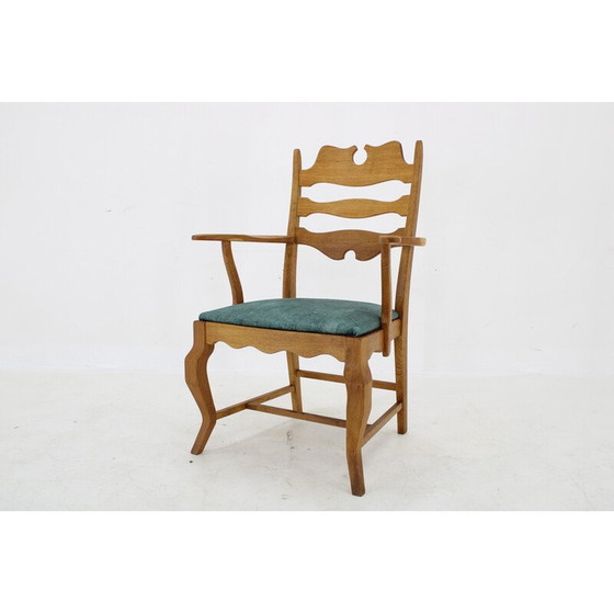 Image 1 of Vintage Razorblade armchair in solid oak by Henning Kjærnulf for EG Møbler, Denmark 1960