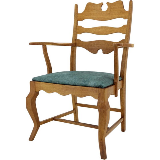 Image 1 of Vintage Razorblade armchair in solid oak by Henning Kjærnulf for EG Møbler, Denmark 1960
