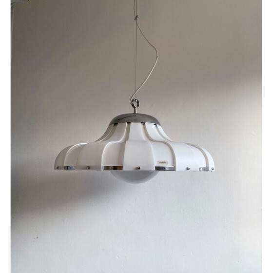 Image 1 of Vintage white Abs and glass pendant lamp by Guzzini for Meblo, Slovenia 1970