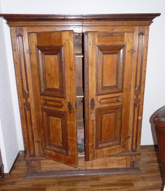 Image 1 of Rig Cabinet In Walnut With Oak Inlay, Vertically Divisible.