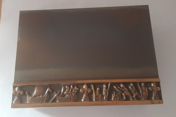 Image 1 of Handmade Copper Box With Viking Ornamental Relief, 1940S