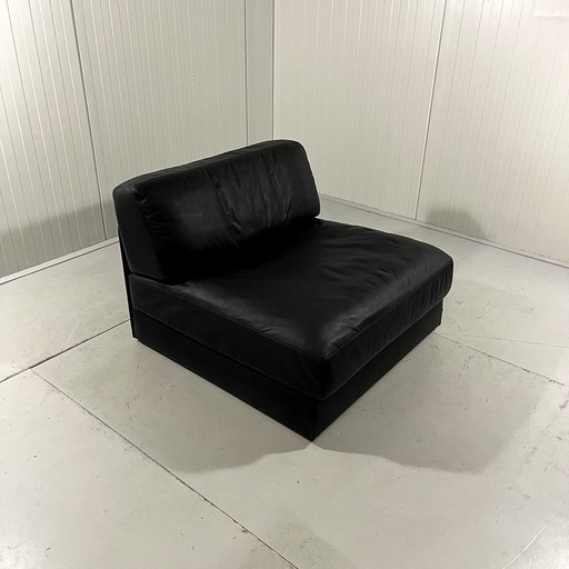 De Sede Ds-76 Black Leather Chair Daybed 1970'S