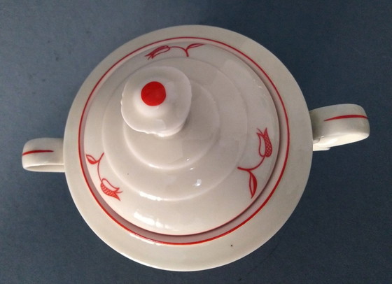 Image 1 of Zuccheriera con coperchio Art Déco/Bauhaus 'Metropolis' di Otto Prutscher, 1935